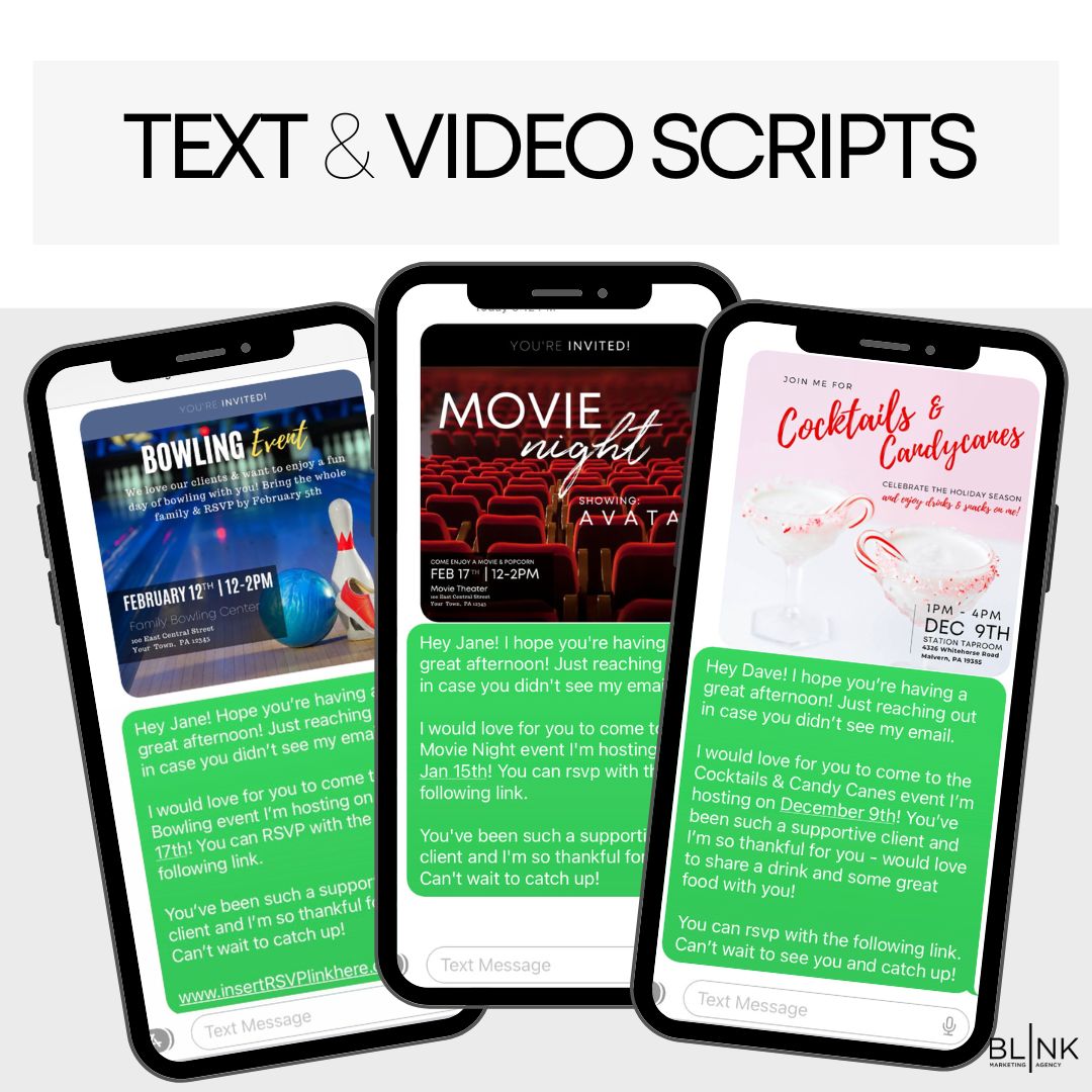 Text scripts and video scripts for realtors by Blink Marketing