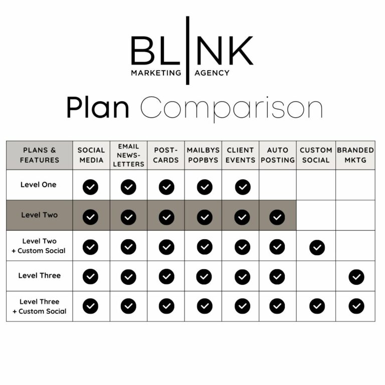 Plan comparison for realtors by Blink Marketing