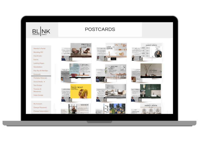 Blink marketing toolkit for real estate agents! Everything you need to succeed! Postcards for your real estate farm and sphere, every month with a library to choose from!