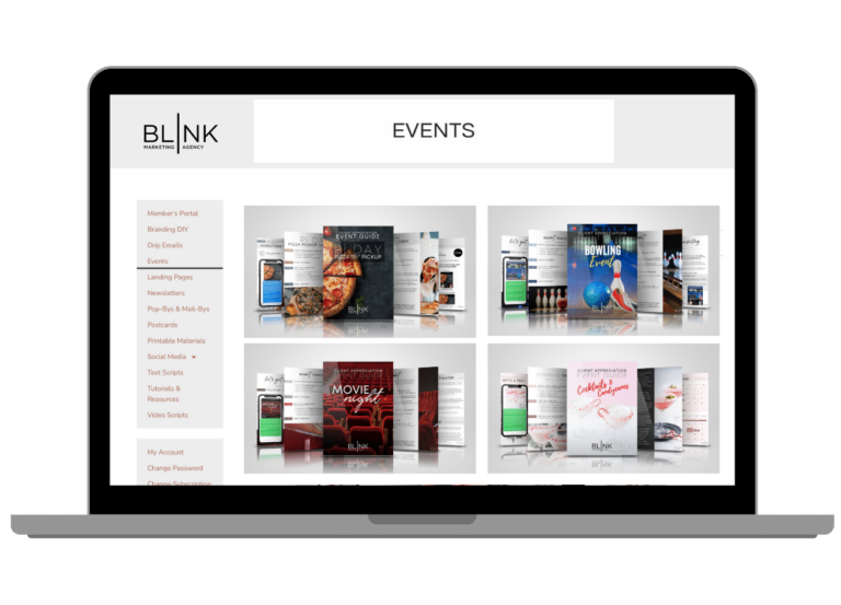 Blink marketing toolkit for real estate agents! Everything you need to succeed! Client events to stay connected to your past clients and keep referrals coming in!