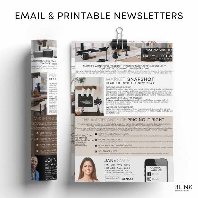 Newsletters for realtors to print or email - done for you!