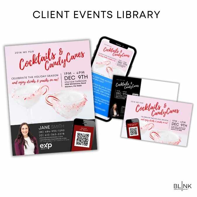 Client Events for realtor leads and referrals by Blink Marketing - Coktails & Candycanes client event