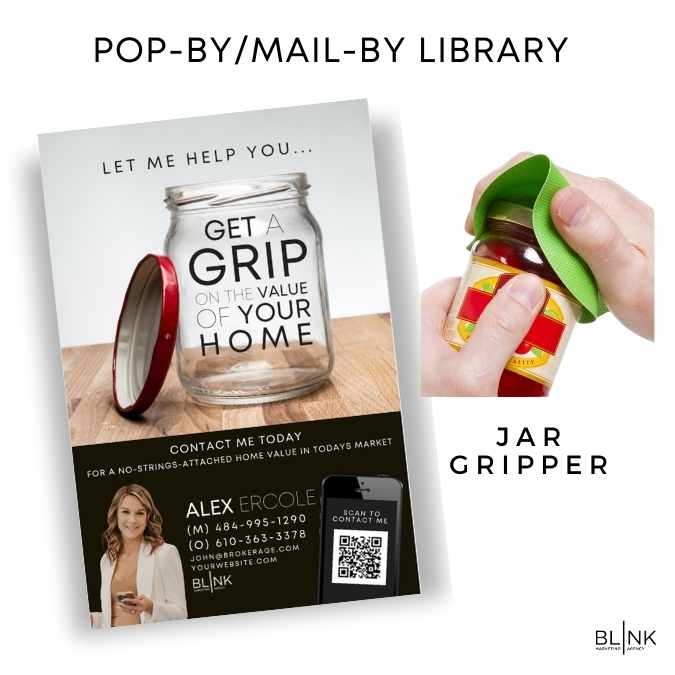 Easy popby for realtors - entire library of pop-bys and mail-bys for client leads and referrals - all done for you by Blink Marketing: get a grip on your home value