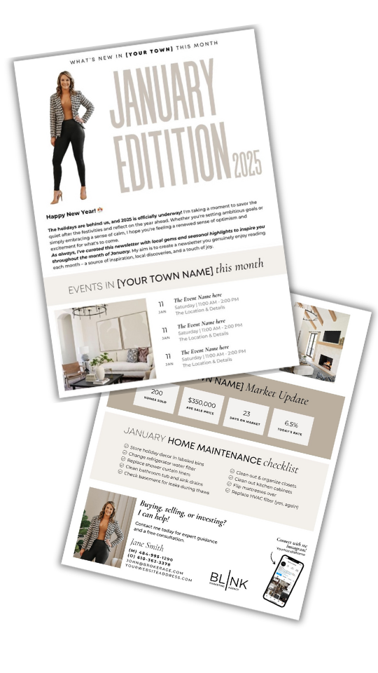 Email newsletters for real estate agents by Blink Marketing Agency - One of our many membership perks.