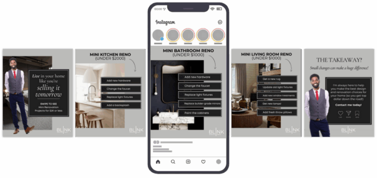 Realtor social media, customized and branded by the best real estate marketing company, Blink Marketing for realtors