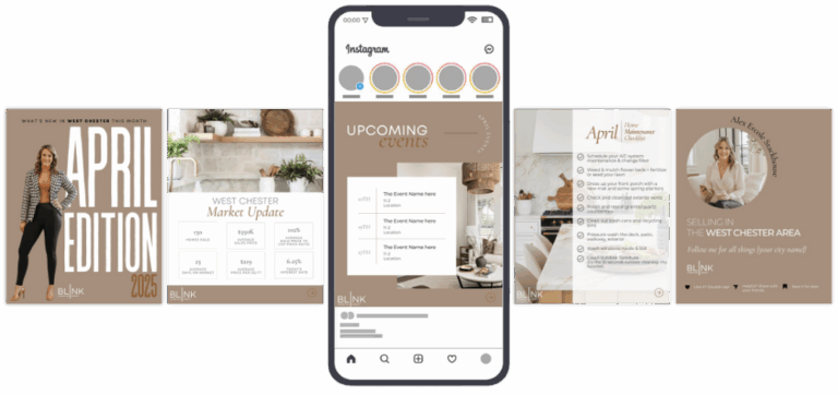 Realtor social media, customized and branded by the best real estate marketing company, Blink Marketing for realtors