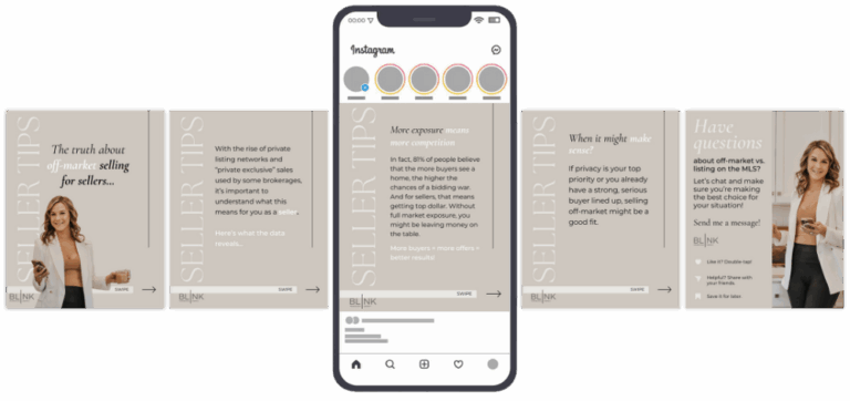 Realtor social media, customized and branded by the best real estate marketing company, Blink Marketing for realtors