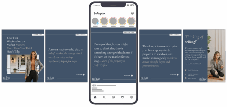 Realtor social media, customized and branded by the best real estate marketing company, Blink Marketing for realtors