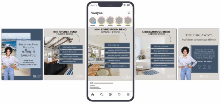 Realtor social media, customized and branded by the best real estate marketing company, Blink Marketing for realtors