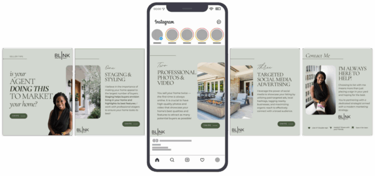 Realtor social media, customized and branded by the best real estate marketing company, Blink Marketing for realtors